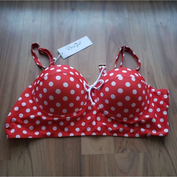 - Rose Gal | Red/White Dot Bikini Top - 4X - Picture 1 of 5